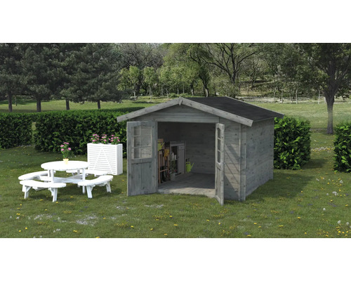 Abri de jardin Palmako Lotta 7,3 m² 276 x 276 cm apprêt par immersion gris