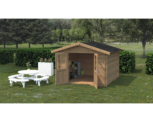 Abri de jardin Palmako Lotta 7,3 m² 276 x 276 cm apprêt par immersion marron