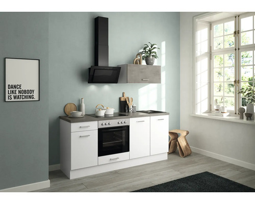 IMPULS Küchenzeile mit Geräten PESCE 195 cm weiß matt montiert Variante rechts