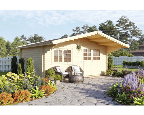 Gartenhaus Palmako Sally 15,5 m² inkl. Fußboden und Vordach 515 x 530 cm natur