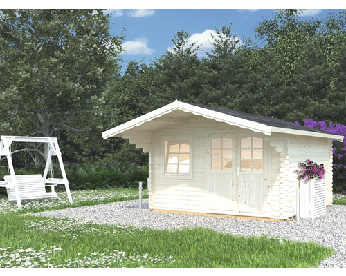 Gartenhaus Palmako Sally 12,3 m² inkl. Fußboden und Vordach 360 x 360 cm natur