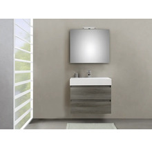 Modernes Badezimmer mit Waschbeckenunterschrank, Aufsatzwaschbecken und Spiegel