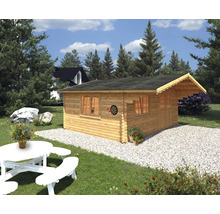 Gartenhaus Palmako Sally 19,1 m² inkl. Fußboden und Vordach 577 x 560 cm tauchgrundiert braun