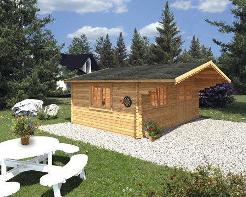 Abri de jardin Palmako Sally 19,1 m² avec plancher et auvent 510 x 390 cm apprêt par immersion marron