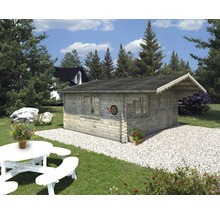 Abri de jardin Palmako Sally 19,1 m² y compris plancher et auvent 577 x 560 cm imprégné par immersion gris