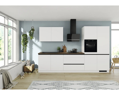 Cuisine complète IMPULS avec appareils ZANOTTI 340 cm blanc mat prémontée variante droite IP315-IKC1340R3-K517-F902-A688-G970 Cuisine complète IMPULS avec appareils ZANOTTI 340 cm blanc mat prémontée variante droite IP315-IKC1340R3-K517-F902-A688-G970