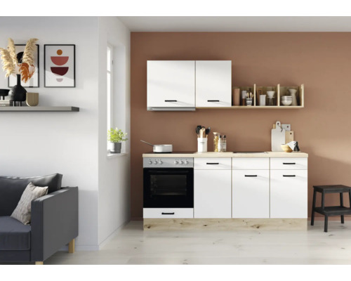 IMPULS Küchenzeile PESCE 195 cm weiß matt vormontiert Variante links