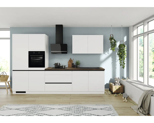 IMPULS Küchenzeile ZANOTTI 340 cm weiß matt vormontiert Variante links