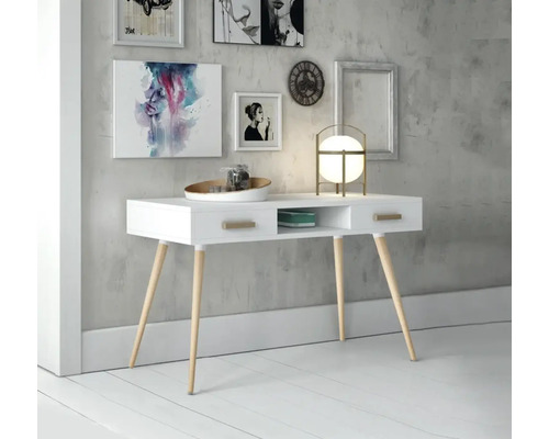 Pied de table Tarrox SCANDIA Balance Ø 24-48 x 710 mm bois de hêtre blanc laqué 1 pièce