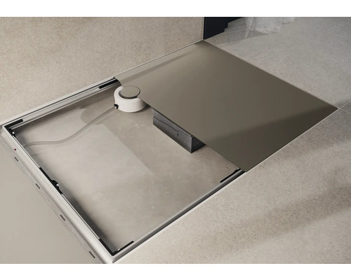 Ebenerdige Dusche mit Duschrinne, Ablaufpumpe und Duschboard