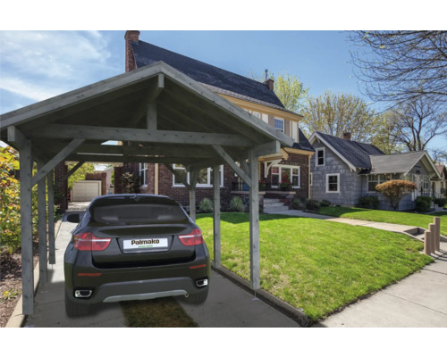 Carport simple Palmako Robert 11,7 m² 360x510 cm apprêt par immersion gris