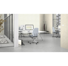Bureau avec bureaux, chaises de bureau et ordinateurs dans un espace de travail moderne.