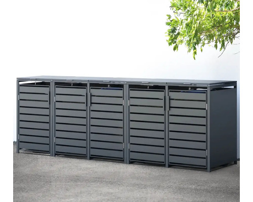 Mülltonnenbox WESTMANN Kubus 5 332 x 80 x 116 cm anthrazit Mülltonnenbox für fünf Mülltonnen