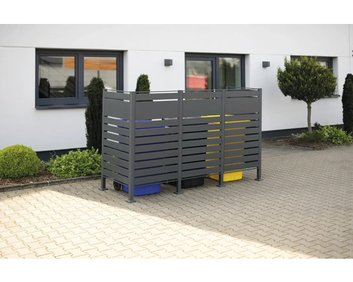 Mülltonnenbox aus Aluminium für drei Mülltonnen im Aussenbereich