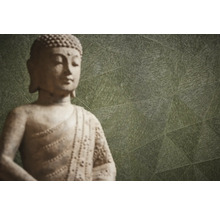 Gemusterte Tapete mit Buddha Statue