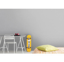 Dekoratives Zimmer mit Schreibtisch, Stuhl, Skateboard und Bett