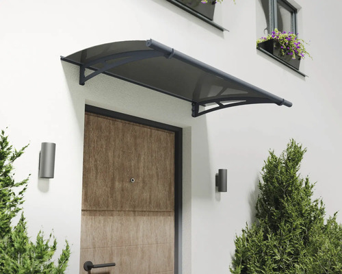 Auvent en appentis Aquila 150x90 cm solaire gris Auvent de porte d'entrée en matériau transparent au-dessus d'une porte d'entrée