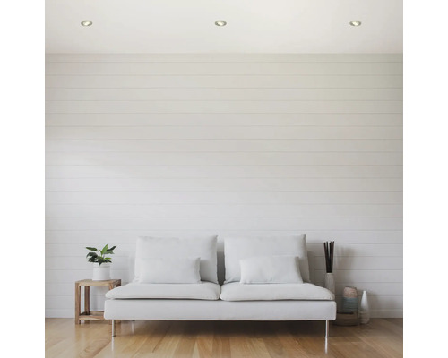 Wohnzimmer mit Sofa, Zimmerpflanze, Dekorationsartikeln und Deckenleuchten