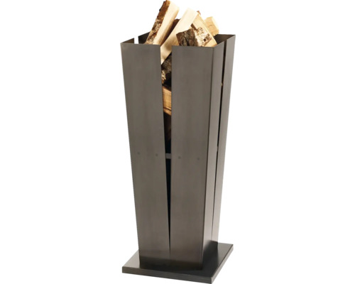 Étagère à bois de chauffage en acier avec bûches