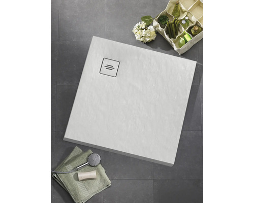 Receveur de douche rectangulaire avec garniture d''écoulement, pommeau de douche et savon