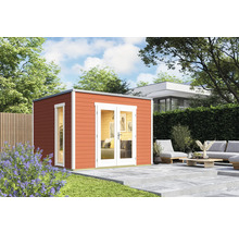 Gartenhaus aus Holz mit Fenster und Doppeltür im Garten
