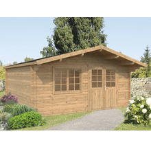 Abri de jardin en bois avec fenêtre et double porte à l''extérieur
