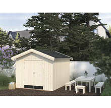 Abri de jardin Palmako Martin avec plancher et protection 313 x 396 cm naturel