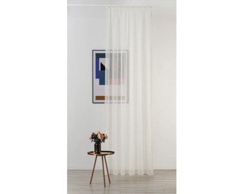 Panneau de rideau clair et transparent avec suspension à bande fronceuse dans une pièce