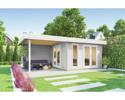 Gartenhaus Outdoor Life Anders inkl. Fußboden, seitliche Überdachung mit Rückwand 688 x 414,8 cm lichtgrau Gartenhaus Outdoor Life Anders inkl. Fußboden, seitliche Überdachung mit Rückwand 688 x 414,8 cm lichtgrau