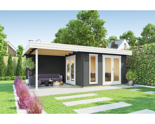 Gartenhaus Outdoor Life Anders inkl. Fußboden, seitliche Überdachung mit Rückwand 688 x 414,8 cm carnongrau Gartenhaus Outdoor Life Anders inkl. Fußboden, seitliche Überdachung mit Rückwand 688 x 414,8 cm carnongrau