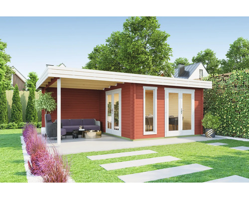 Gartenhaus Outdoor Life Anders inkl. Fußboden, seitliche Überdachung mit Rückwand 688 x 414,8 cm schwedenrot Gartenhaus Outdoor Life Anders inkl. Fußboden, seitliche Überdachung mit Rückwand 688 x 414,8 cm schwedenrot