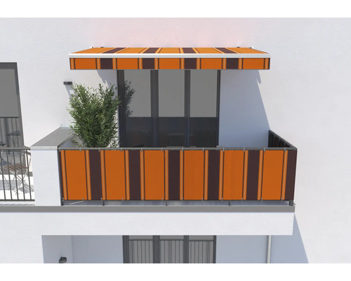 Balcon avec store et pare-vue à rayures