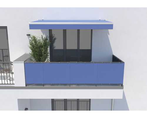 Balcon avec écran de confidentialité et store