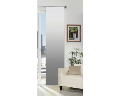 Vue d''une pièce avec un panneau coulissant en dégradé de couleurs, un fauteuil, une plante d''intérieur et un tableau encadré