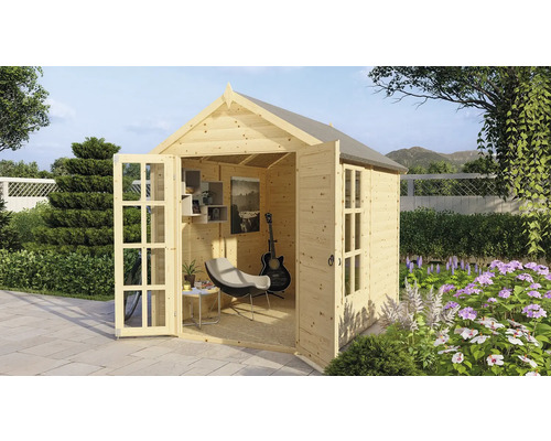 Gartenhaus Konsta Blockhaus LUX 19 mm mit Fußboden 181 x 239 cm natur