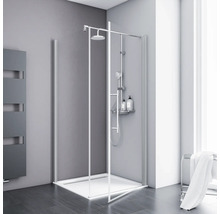 Duschtür mit Seitenwand SCHULTE Alexa Style 2.0 ExpressPlus 80 x 80 cm Profil aluminium Klarglas schmutzabweisende Glasbeschichtung Türanschlag links Türanschlag rechts