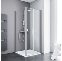 Duschtür mit Seitenwand SCHULTE Alexa Style 2.0 ExpressPlus 80 x 80 cm Profil aluminium Klarglas schmutzabweisende Glasbeschichtung Türanschlag rechts Türanschlag links