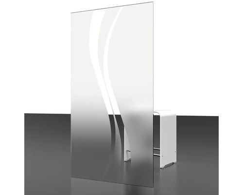 Duschwand mit Dekor und Duschbank