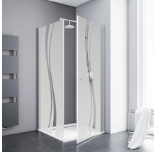 Duschtür mit Seitenwand SCHULTE Alexa Style 2.0 ExpressPlus 80 x 80 cm Profil aluminium Glasdekor Liane schmutzabweisende Glasbeschichtung Türanschlag links Türanschlag rechts