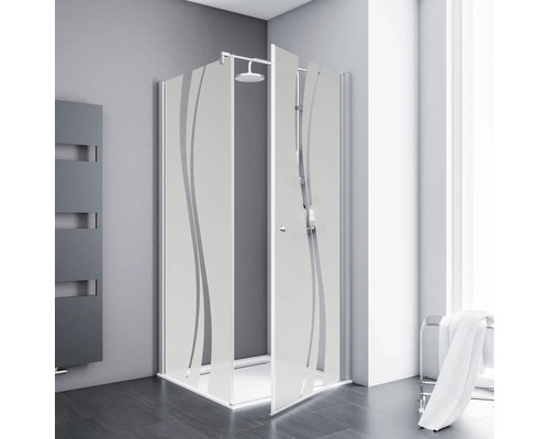 Porte de douche avec paroi latérale SCHULTE Alexa Style 2.0 ExpressPlus 80 x 80 cm couleur du profilé aluminium décor de vitre liane avec verre antitache butée de porte à gauche butée de porte à droite