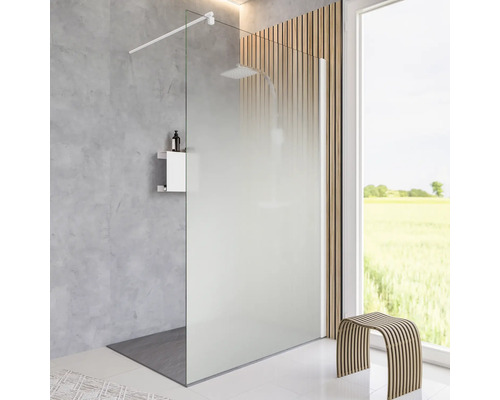 Douche à l'italienne SCHULTE Alexa Style 2.0 90 cm couleur du profilé blanc décor de vitre brouillard avec verre antitache