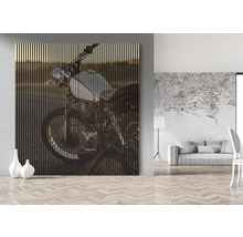 Wandpaneel mit Motorradmotiv im Wohnzimmer