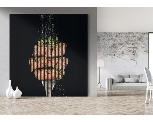 Dekoratives Wandbild mit Lebensmittelmotiv in einem modern eingerichteten Raum