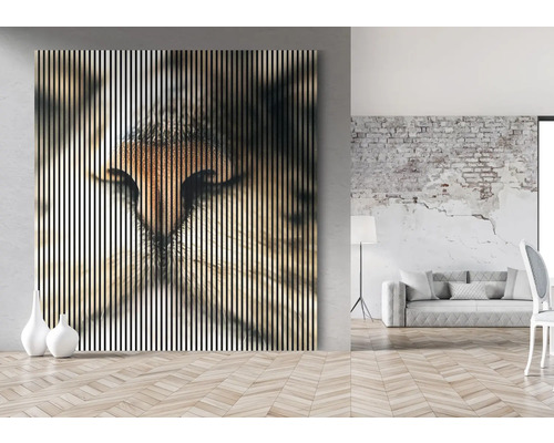 Panneau mural décoratif avec motif de chat dans un espace de vie