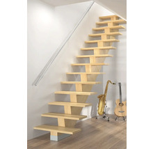 Holztreppe mit Geländer, Saxophon und Gitarre