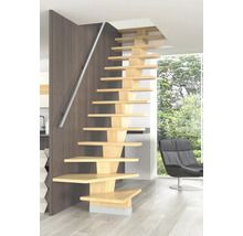 Freitragende Holztreppe im Wohnraum