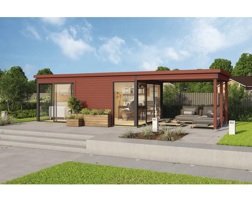 Modernes Gartenhaus mit Büro, Terrasse und Lounge-Bereich