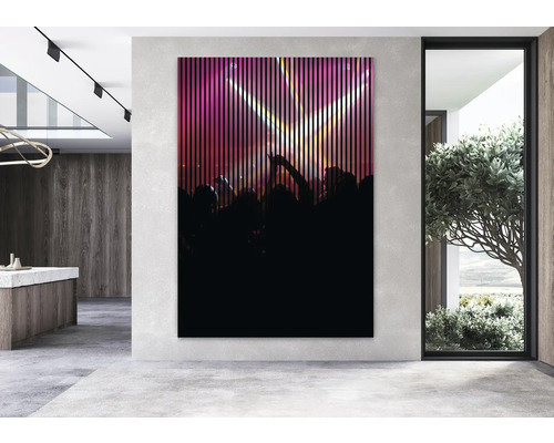 Dekoratives Wandbild mit Konzertmotiv in einem modern eingerichteten Raum