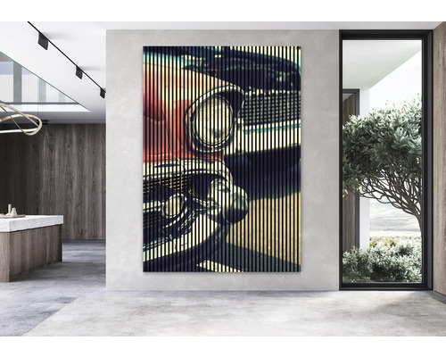Wandbild mit dem Motiv eines Oldtimers im modernen Raum.