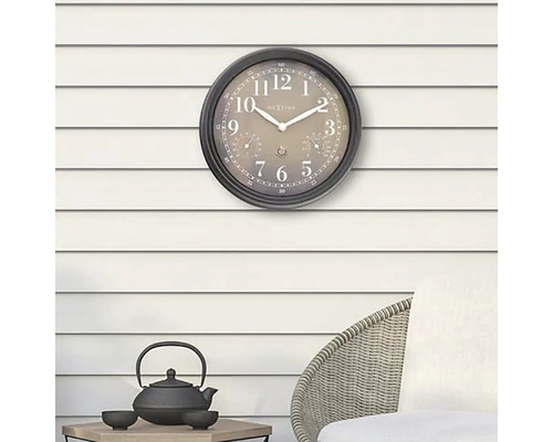 Analoge Wanduhr mit Thermometer und Hygrometer für den Außenbereich